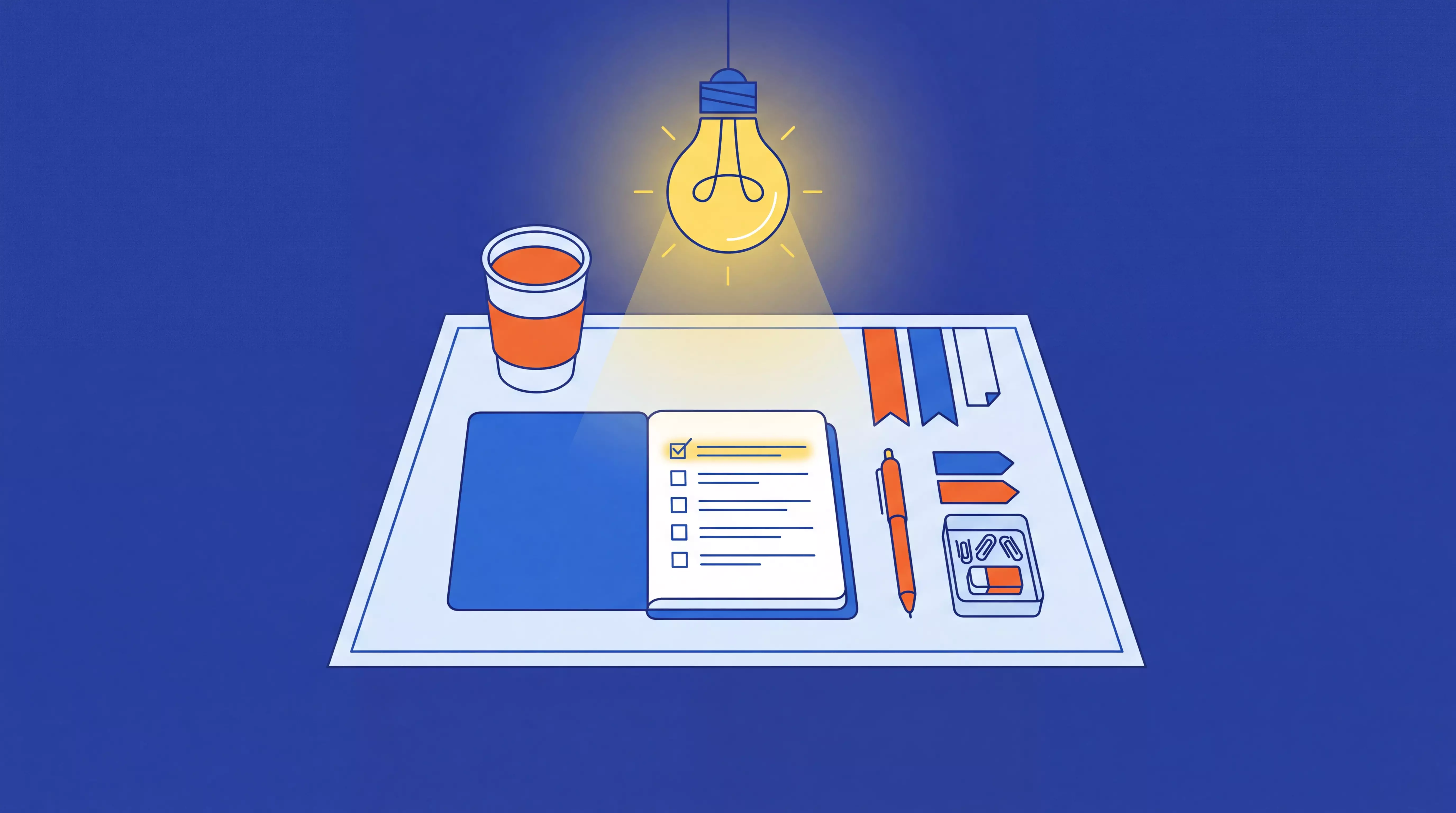 Minimalist desk with a checklist