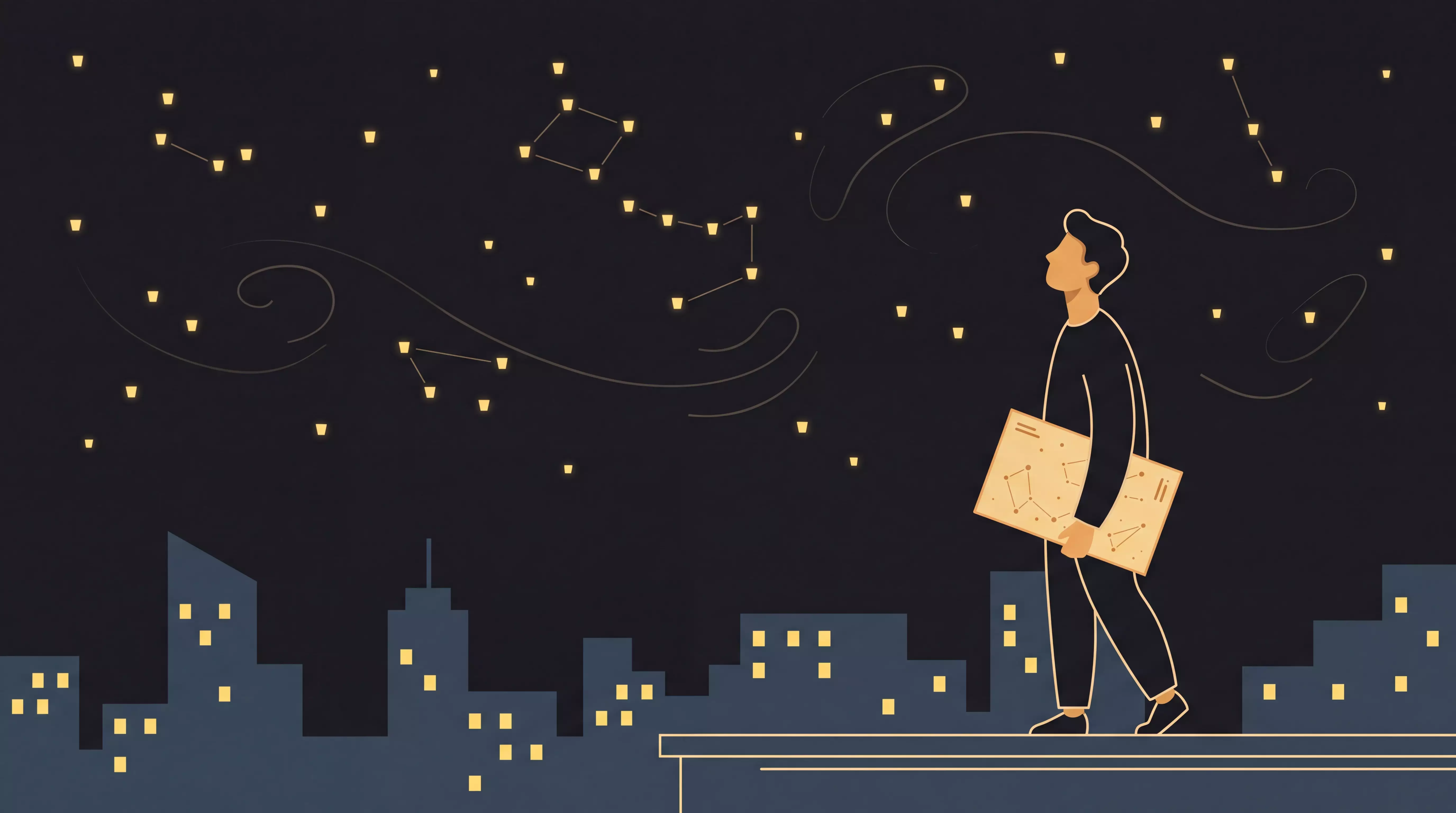 Person gazing at a starry sky