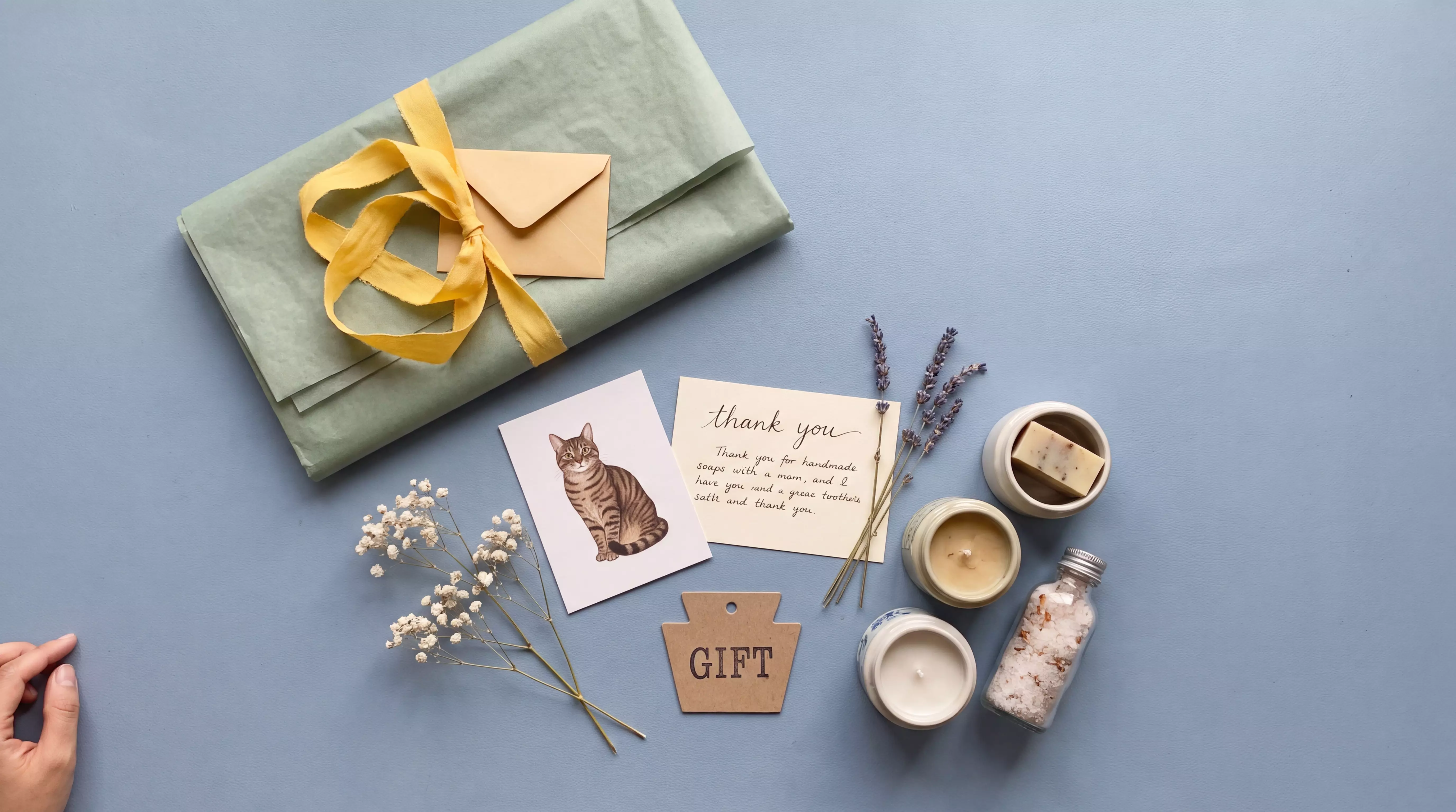 Gift set contents arranged neatly